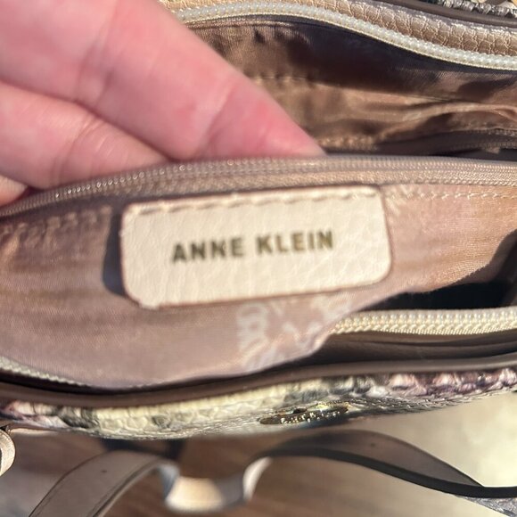Anne‎ Klein Pink Beige Snakeskin Tote Purse Bag Vegan Leather Pockets Medium Sz - Picture 5 of 8